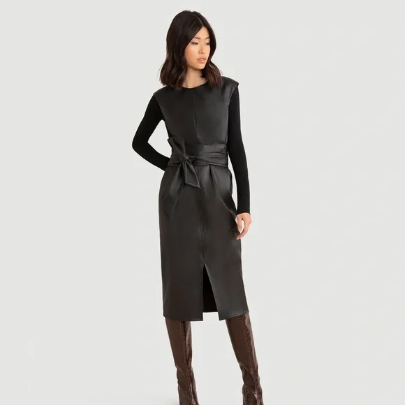 Modern Citizen | Dresses | Modern Citizen Pilar Vegan Leather Tiefront Dress  Nwt | Poshmark